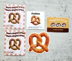 Vintage Food Sticker Bread Breakfast Meal Pretzel Lot of 5 Pcs