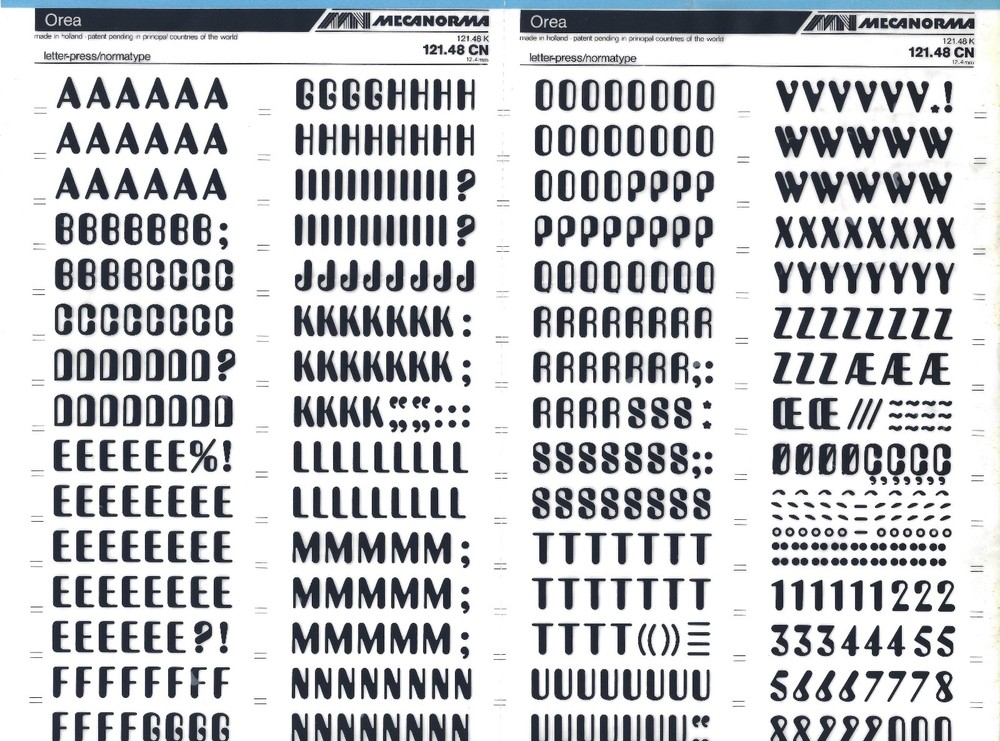 MECANORMA Dry Transfer Lettering 121.48 CN #227 OREA 12.4mm