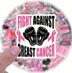 50 Pieces Pink Ribbon Breast Cancer Awareness Waterproof Stickers Motivational