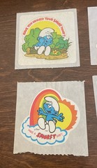 Smurfs 1980’s Smurf Stickers Decals (Still Attached To Original Backings) QTY 6