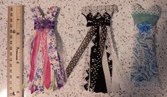 Lot of 3 Handmade Dresses For Junk Journals Scrapbooks Shadow Boxes Or Ornaments