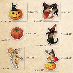 Retro Halloween Vintage Witch Pumpkin Scrapbook Junk Journal Stickers