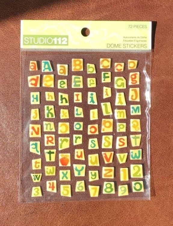 STUDIO 112 EPOXY DOME STICKERS SNIPPED SCHOOL ABCs 123s *