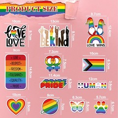Whaline 12Pcs Rainbow Magnetic Stickers Love is Small to Medium, Multi Color