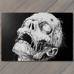 STICKER Zombie Skull Open Mouth Cracked Head Horror Gore Rotting