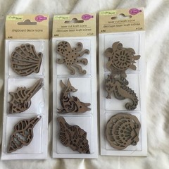 Crafters Square Laser Cut Kraft Icons NAUTICAL SEA LIFE – 6 Packages- 6 in Each