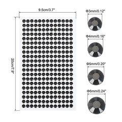 1792 Pcs 4 Sheets Black Rhinestone Stickers 3/4/5/6 mm Self Adhesive Gems