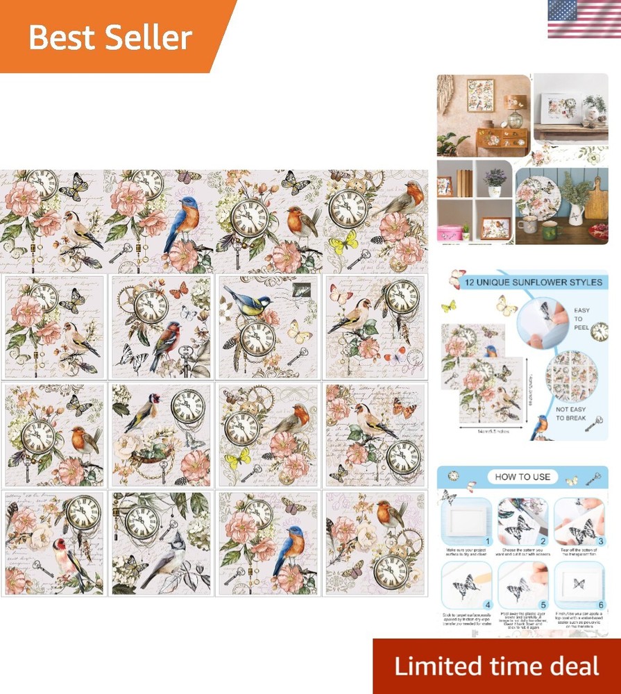 Vintage Botanical Rub on Transfer Stickers for Home Decor – Set of 12 Sheets