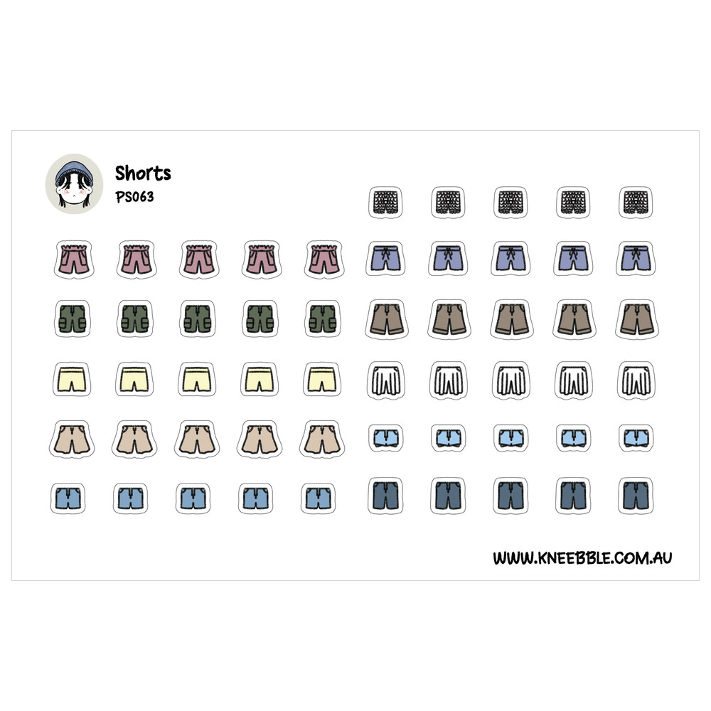 Shorts Planner Stickers – Cute Fashion Decals to Organize Daily To-Do List