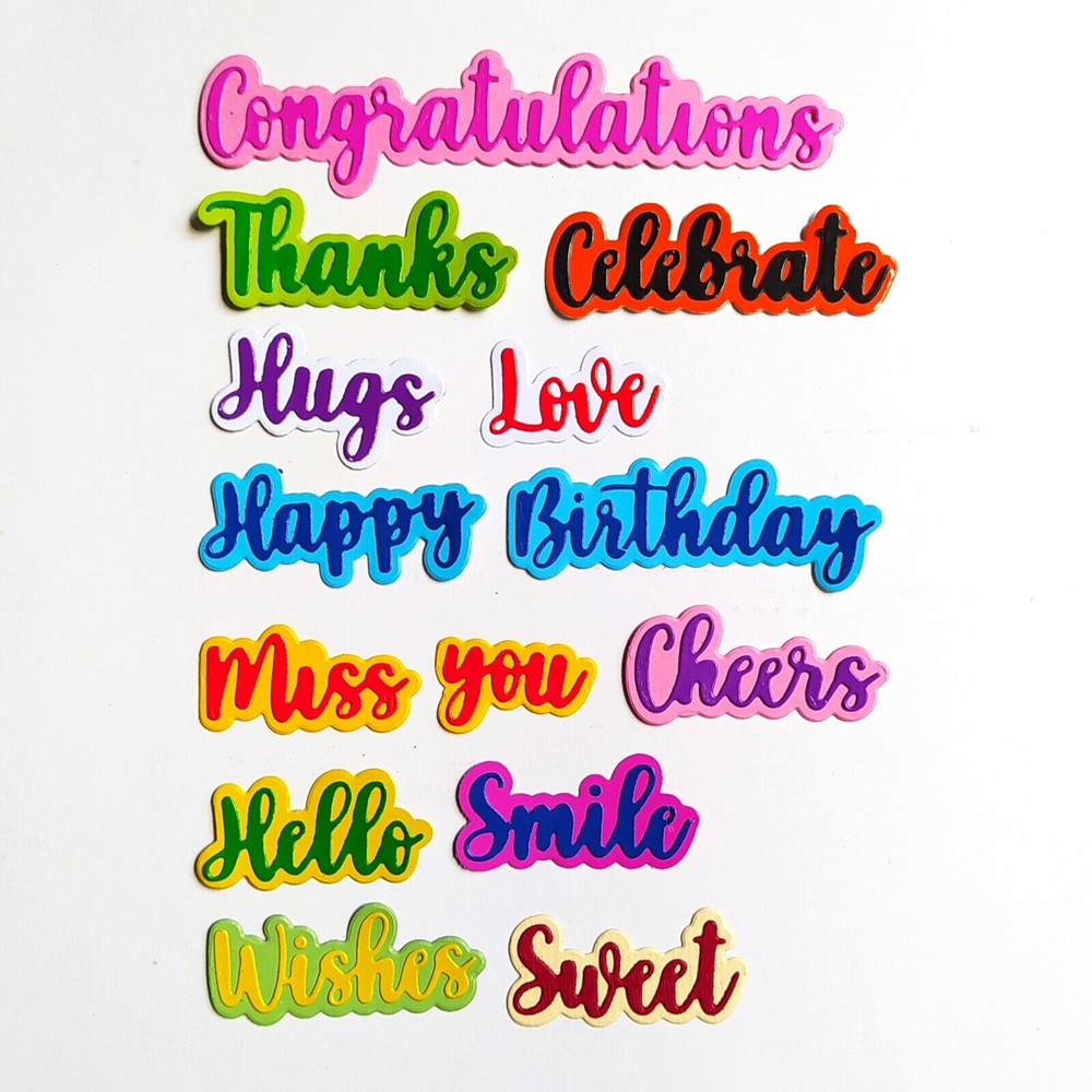 12 * Common English Words Die Cuts Scrapbooking Card Making Embellishments
