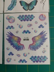 4 Sheets Girls Glitter Face Tatoos Butterfly Feather Angle Wings Bubbles NEW NIP