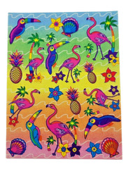 Vintage Lisa Frank Sticker Sheet Flamingos Toucans Palm Trees S166 1990s 4.5×6″
