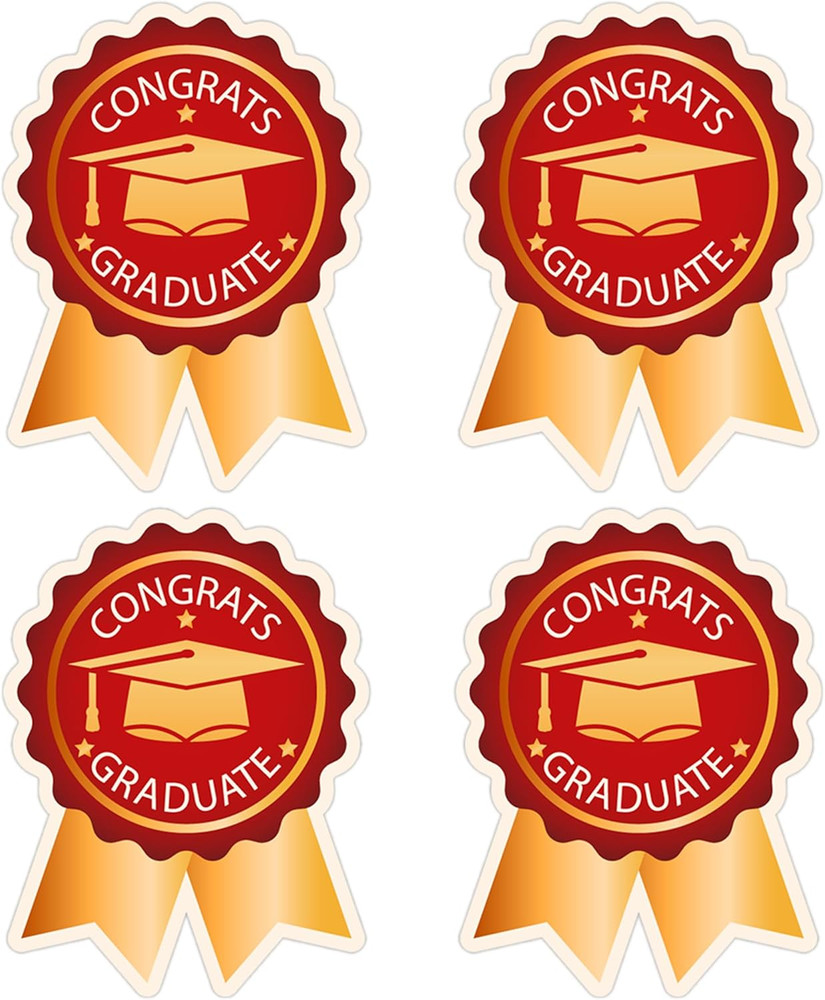 200 PCS Graduation Stickers for Envelopes, Red Gold Class of 2026 Graduation Bad