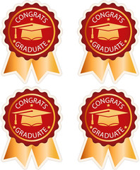 200 PCS Graduation Stickers for Envelopes, Red Gold Class of 2026 Graduation Bad