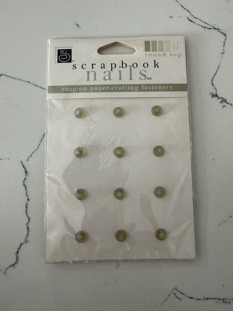 Scrapbook Interiors Nails Round Top Snap-On Paper-Crafting Fastener Spruce Color
