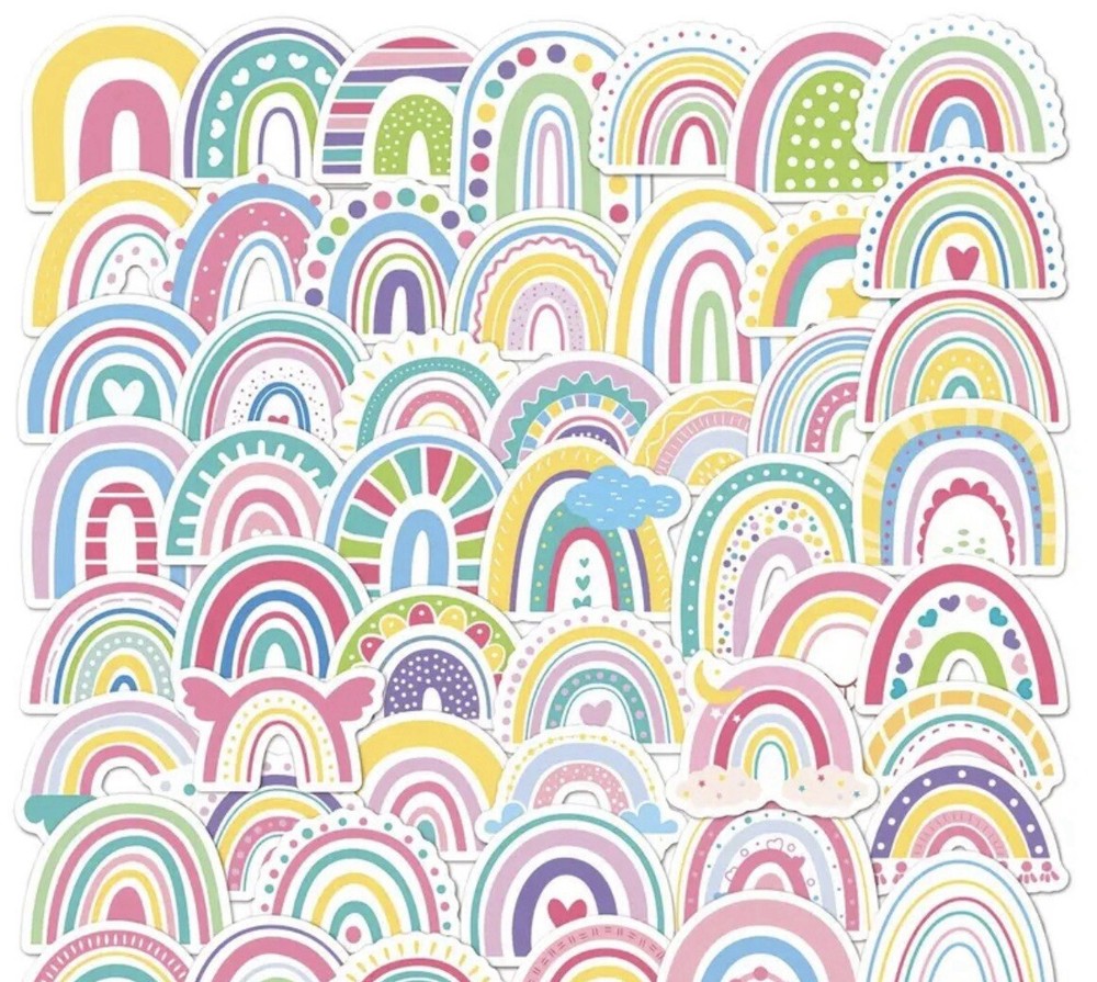 10 Random Pastel Rainbow Stickers