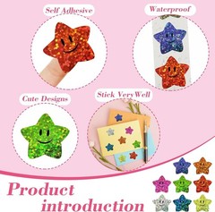 700Pcs Smiley Face Star Stickers for Kids Reward,1inch 8 Colored Sparkly Foil…