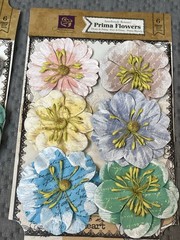 NEW Lot of 6 PRIMA MARKETING Handmade Flowers Time Traveler Black Green Orange A