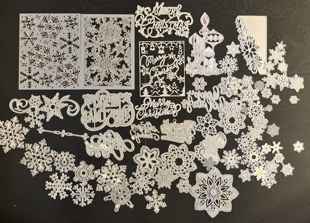 LRG Lot Metal Die Cuts Crafts Card Making Scrapbook Christmas Snowflakes Sayings