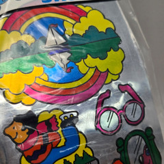 VINTAGE 1983 GORDY SILVER GLOW REFLECTION STICKERS NEW SEALED MIRROR RAINBOW DOG