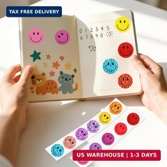 2000 Pcs Rainbow Glitter & Colorful Smile Face Stickers – 1 Inch Happy Face Rewa