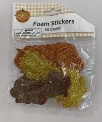 Perfect Harvest Fall Foam Stickers Crafts Leaves Pumpkin Glitter (3) 50 ct Packs