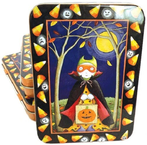 Mary Engelbreit Collectible Tin + 12 Vinyl Stickers Tin #12 Halloween Treater