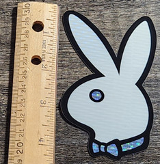 Vintage White PLAYBOY BUNNY Prism Glitter Vending Machine Sticker Rabbit Head