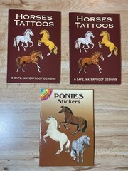 Ponies Stickers & Horses Tattoos 2003 by John Green Dover Lot of 3 NOS