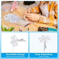 100 Pcs Brads Paper Fasteners Mini Metal Snowflake Fastener, White, 0.5″x0.6″