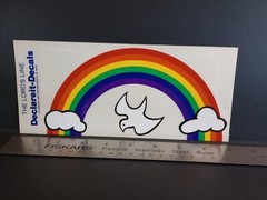 Vintage Stickers Rainbow Clouds Clear Decal Bumper Sticker Religious Jesus 1979