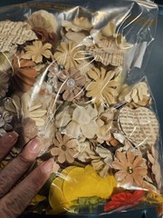 mixed media Collage Flowers for paper crafting Scrapbooking Wedding orange brown