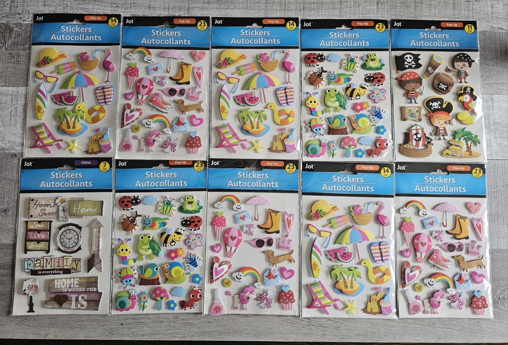 Sticker Lot – Scrapbooking 3D Stickers – Pirates Kids Hearts Summer Swim + #166