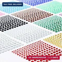 Rhinestone Stickers 2478Pcs Self Adhesive Facial Gem Stickers,4 Sizes 15 Colors