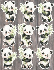 Panda Bamboo Vinyl Die Cut Stickers Set Scrapbooking Laptop Water Bottle