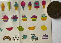 MINI FOOD Sticker(63pc) Pizza•Ice Cream•Popsicle•Candy •Fruit•Cherry•Card Making