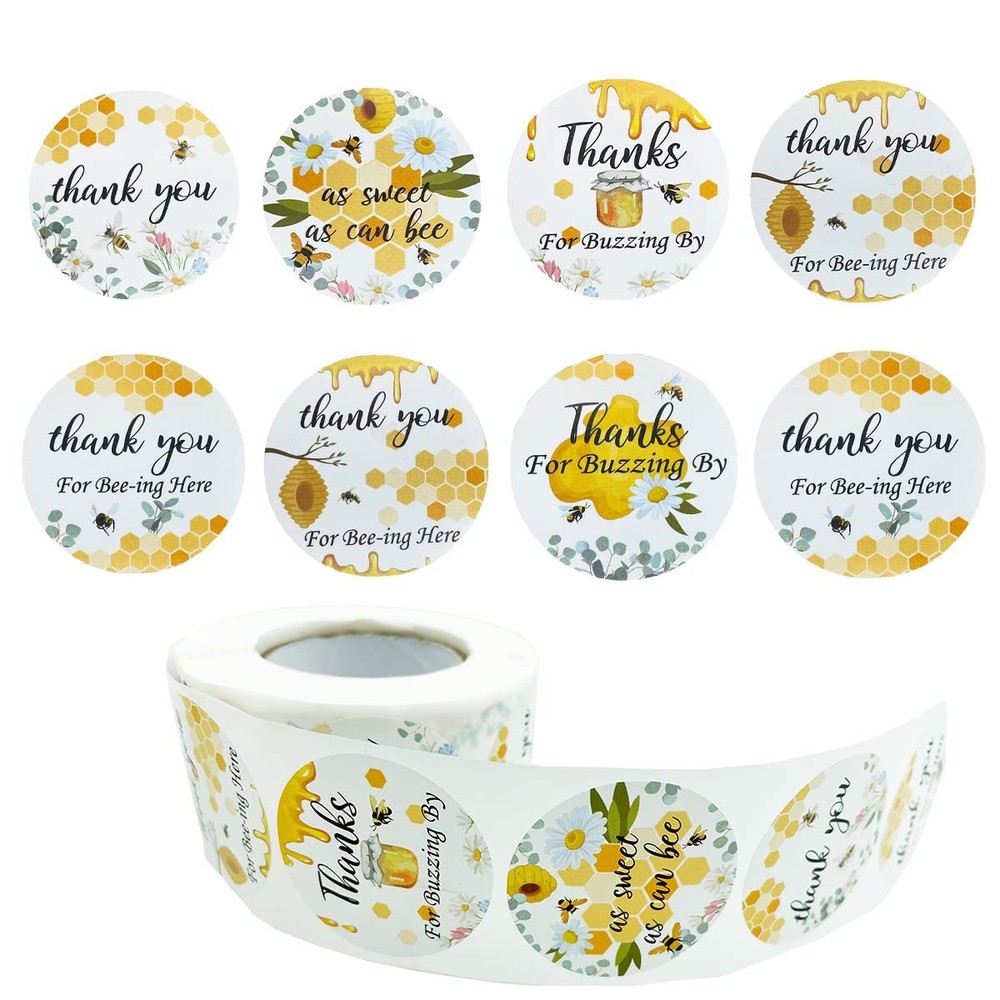 Bee Thank You Stickers, 500 Pieces Bumble Bee Stickers Birthday Party Sticker…