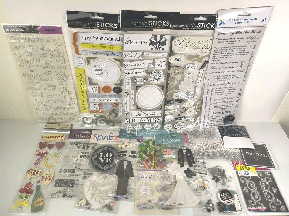 Lot of 17 Packs Jolee’s Boutique Scrapbooking Stickers Wedding Theme Bride Groom