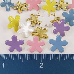 20 Pastel Funky Flower Brads 5 Clrs Paper Fasteners Scrapbooking Paper Crafting