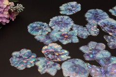 Crystal Flower PET sticker | flower blue butterfly holographic themed PET