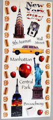 Retro NY City Clear Stickers Scrapbooking Manhattan Statue of Liberty Taxi 12″