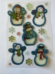 SNOWMAN EPOXY/VELLUM Stickers(18pc)Christmas~Snowflakes~Holiday~Glitter~Winter~