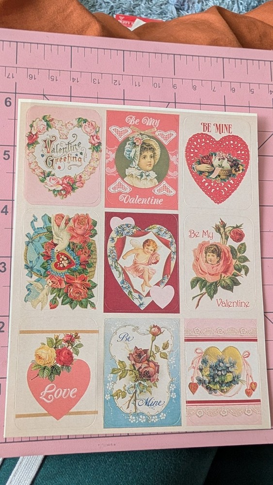 Vintage Eureka Valentine’s Day Stickers Victorian 1 Sheet READ