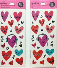 Valentine’s Day Stickers HEARTS Funny Faces Prismatic Lot 2 Packs (8 Sheets)