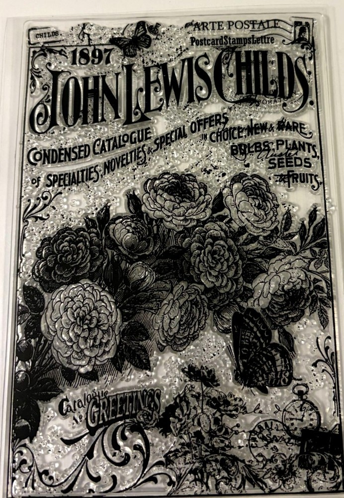 Clear stamp, Vintage design, Seed packet, script, flowers, scrapbook, card makin