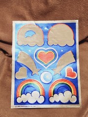 Vintage 80s FOIL 1981 Rainbow Clouds Stars Heart Stickers Hallmark Partial
