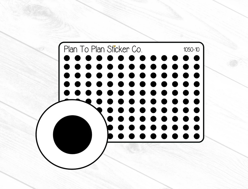 1050-10~~Black Tiny Dots Planner Stickers.