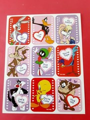 vintage Eureka Looney Tunes Valentine sticker sheet