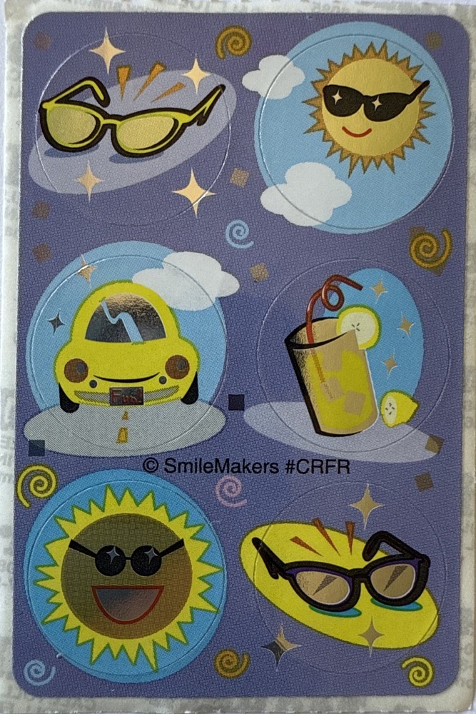SUMMERTIME Foil Stickers(6pc) Smile Makers…Sunglasses…Sun…Heat…Drink…Card Making