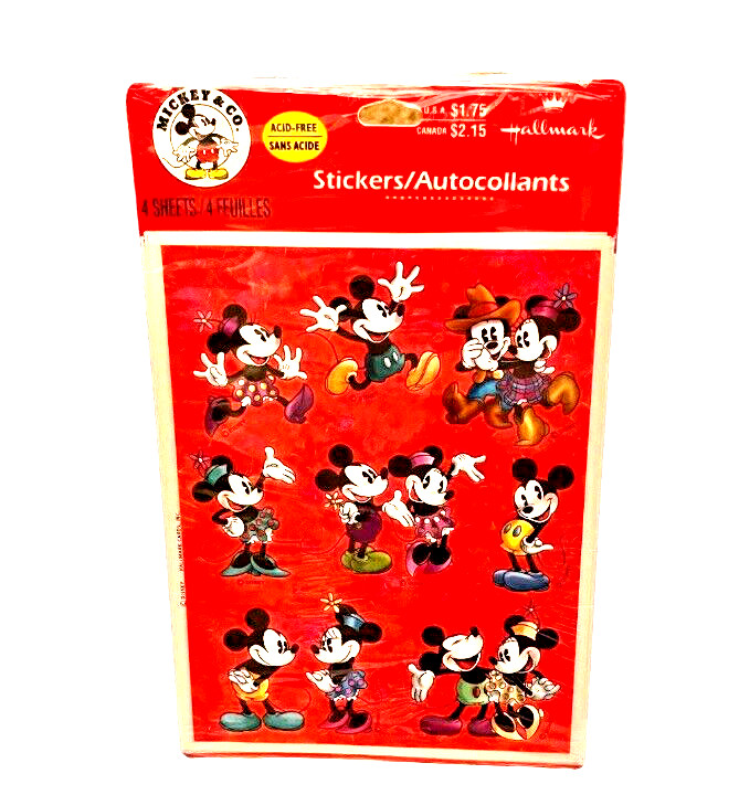 Mickey-Minnie Mouse Mickey & Co Stickers 4 Sheets Sealed ‘85 Hallmark-NEW